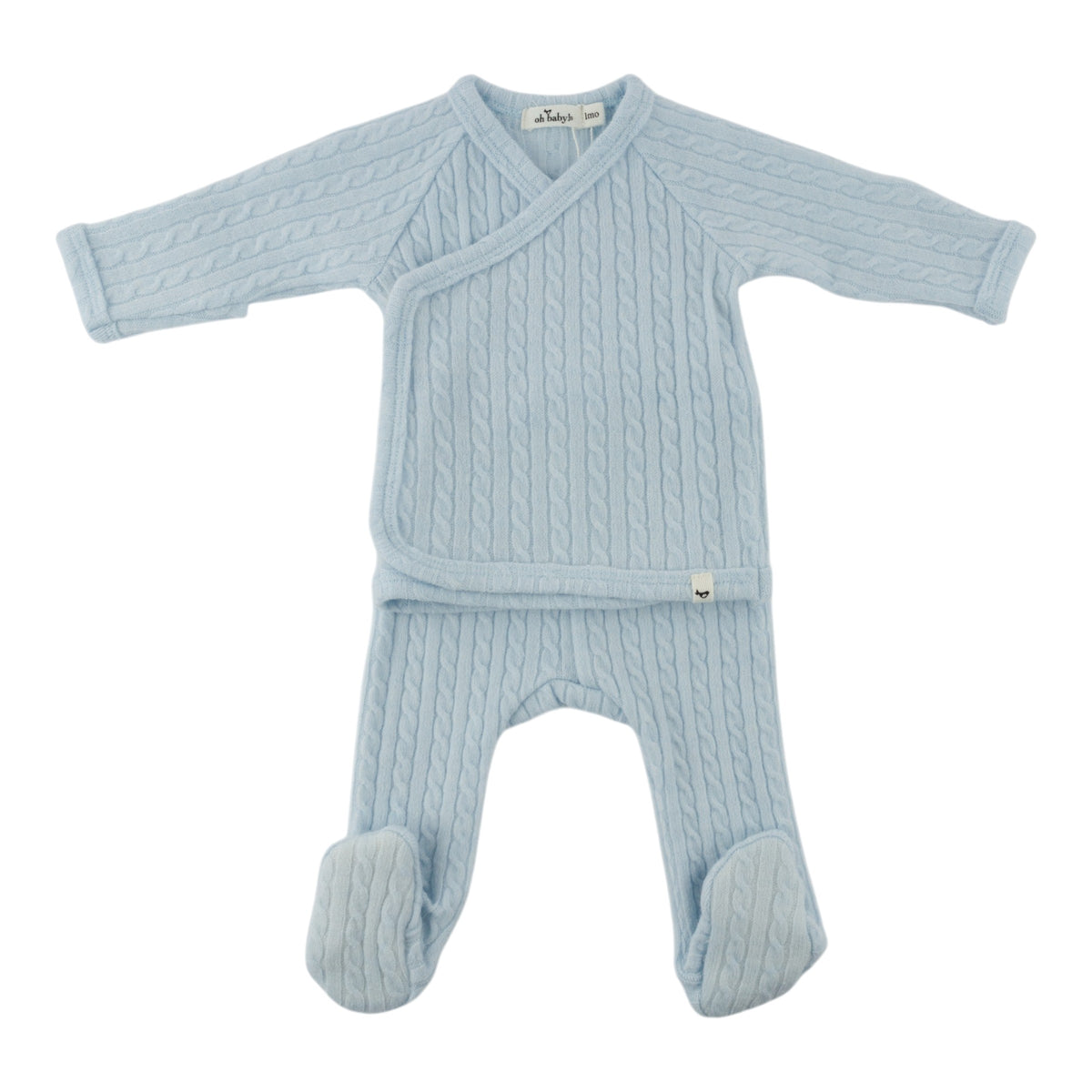 oh baby! Cable Knit Kimono Set - Sky Blue