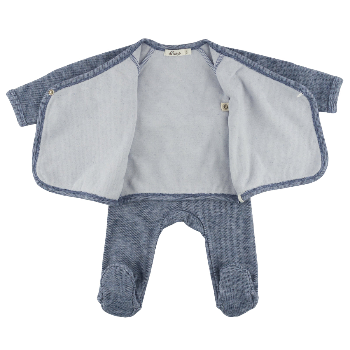 oh baby! Honeycomb Kimono Footie Set - Denim - Open
