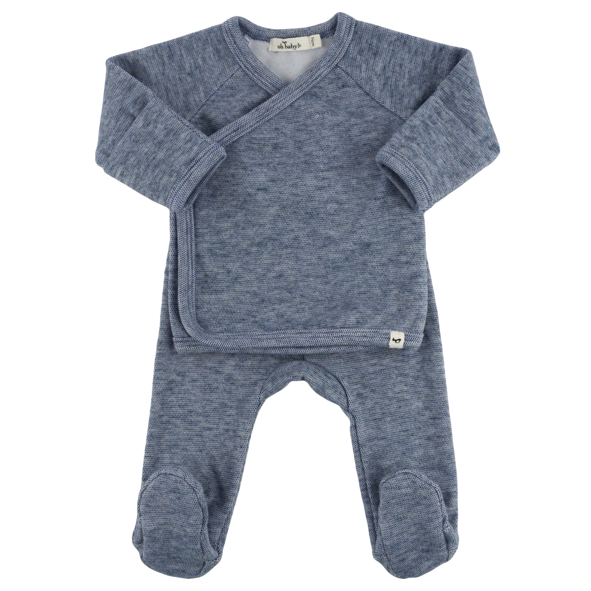 oh baby! Honeycomb Kimono Footie Set - Denim