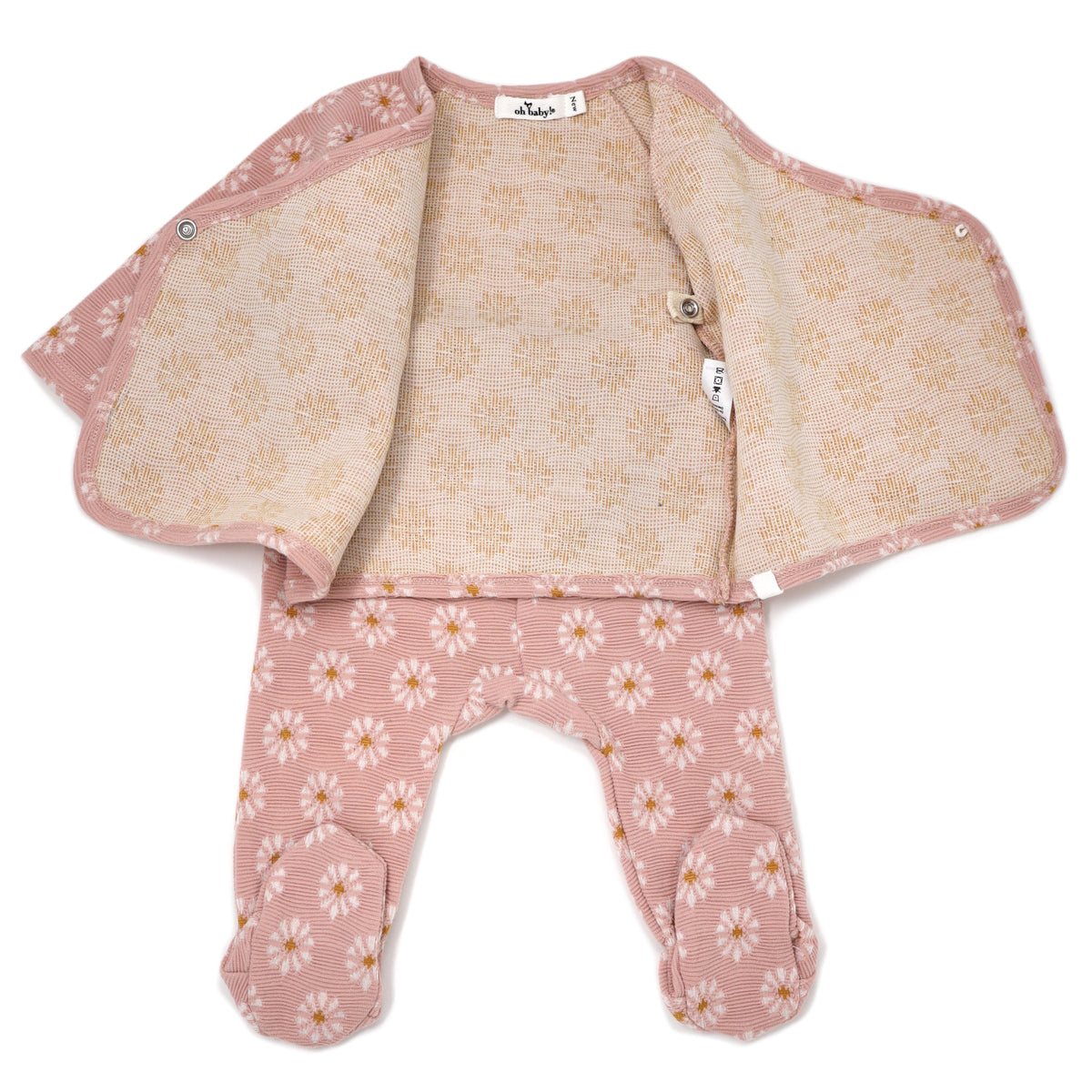 oh baby Kimono Footie Set Starburst Double Knit - Blush