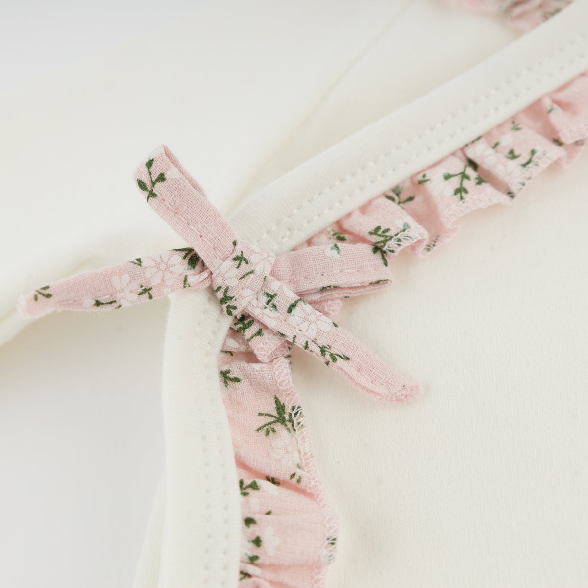 oh baby! Kimono Set - Pink Apple Blossom Ruffles - Oyster - Tie