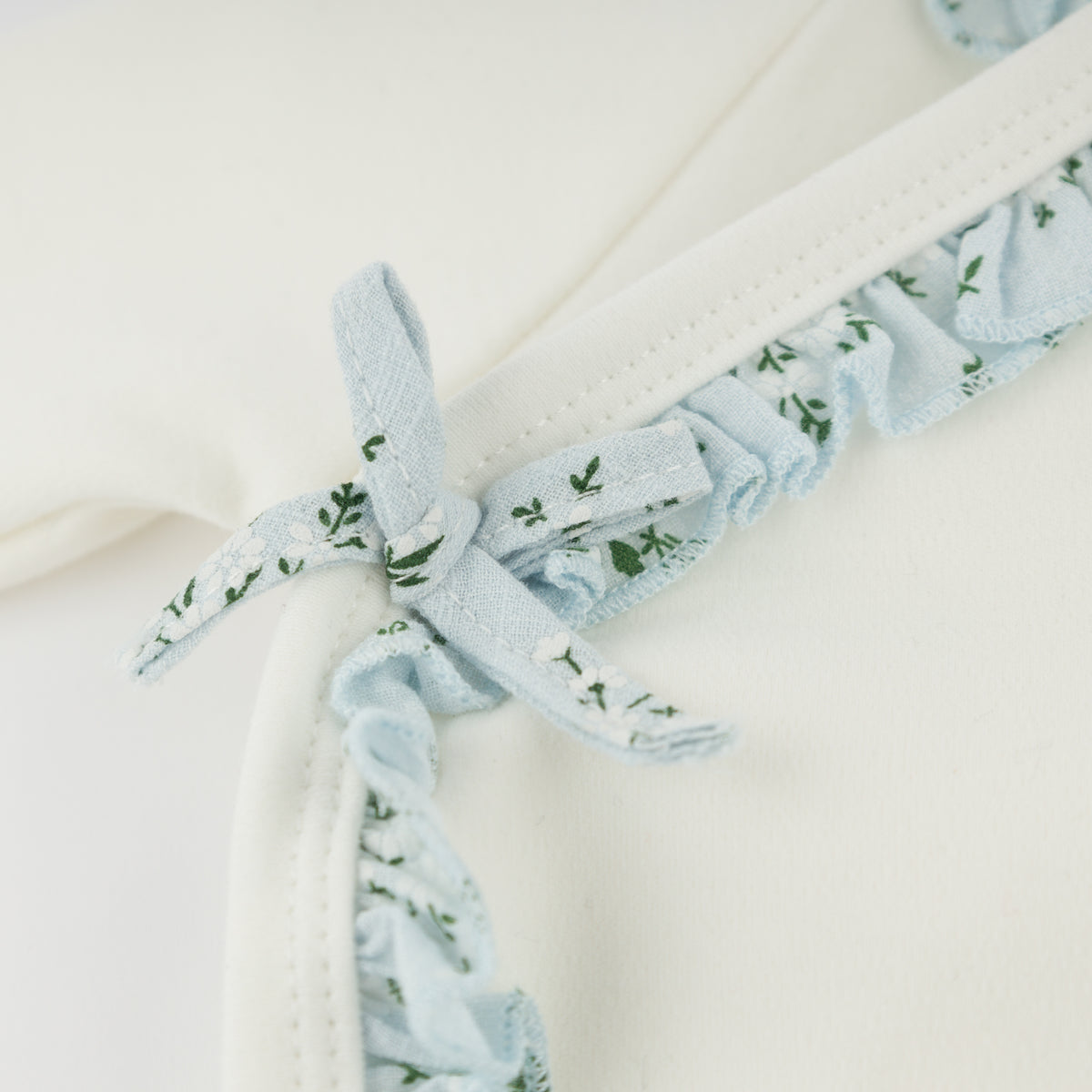 oh baby! Kimono Set - Sky Blue Apple Blossom Ruffles - Oyster - Tie