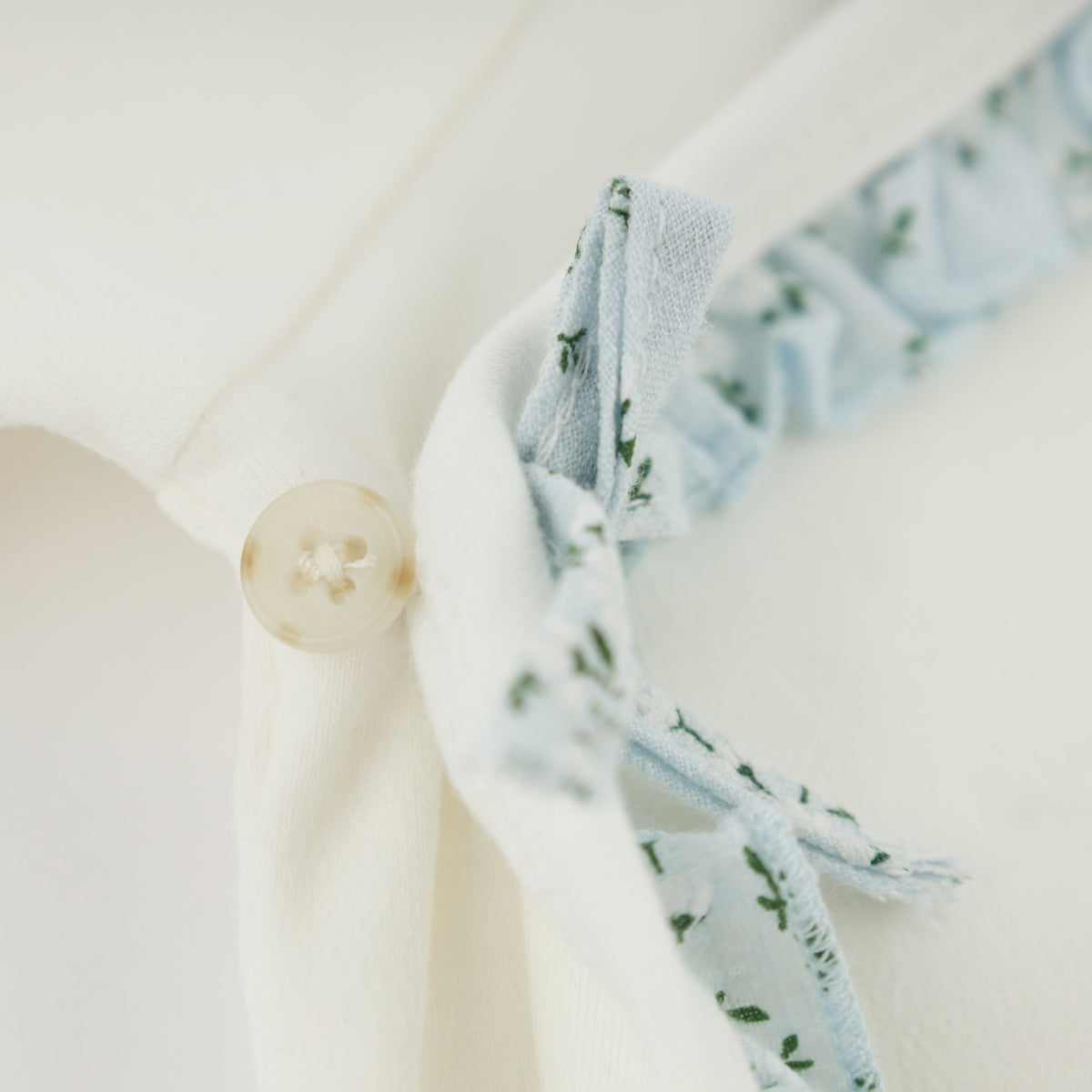 oh baby! Kimono Set - Sky Blue Apple Blossom Ruffles - Oyster - Button