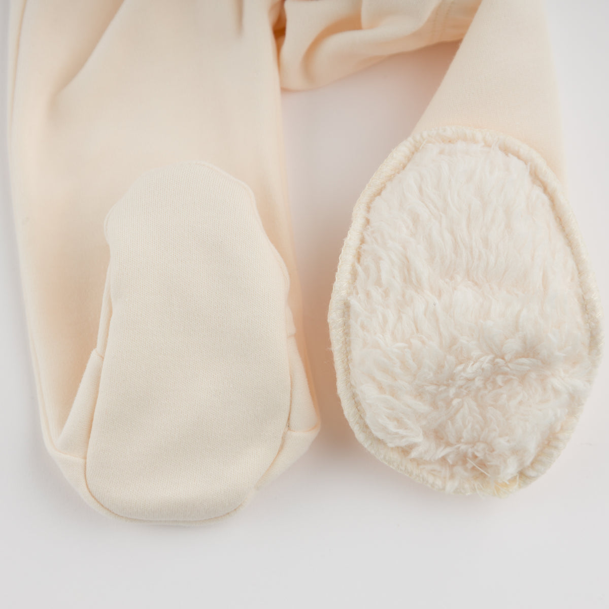 oh baby! Two Piece Footie Set - Blush Mini Cable Ruffle Bow - Sugar Cookie - Footie Lining