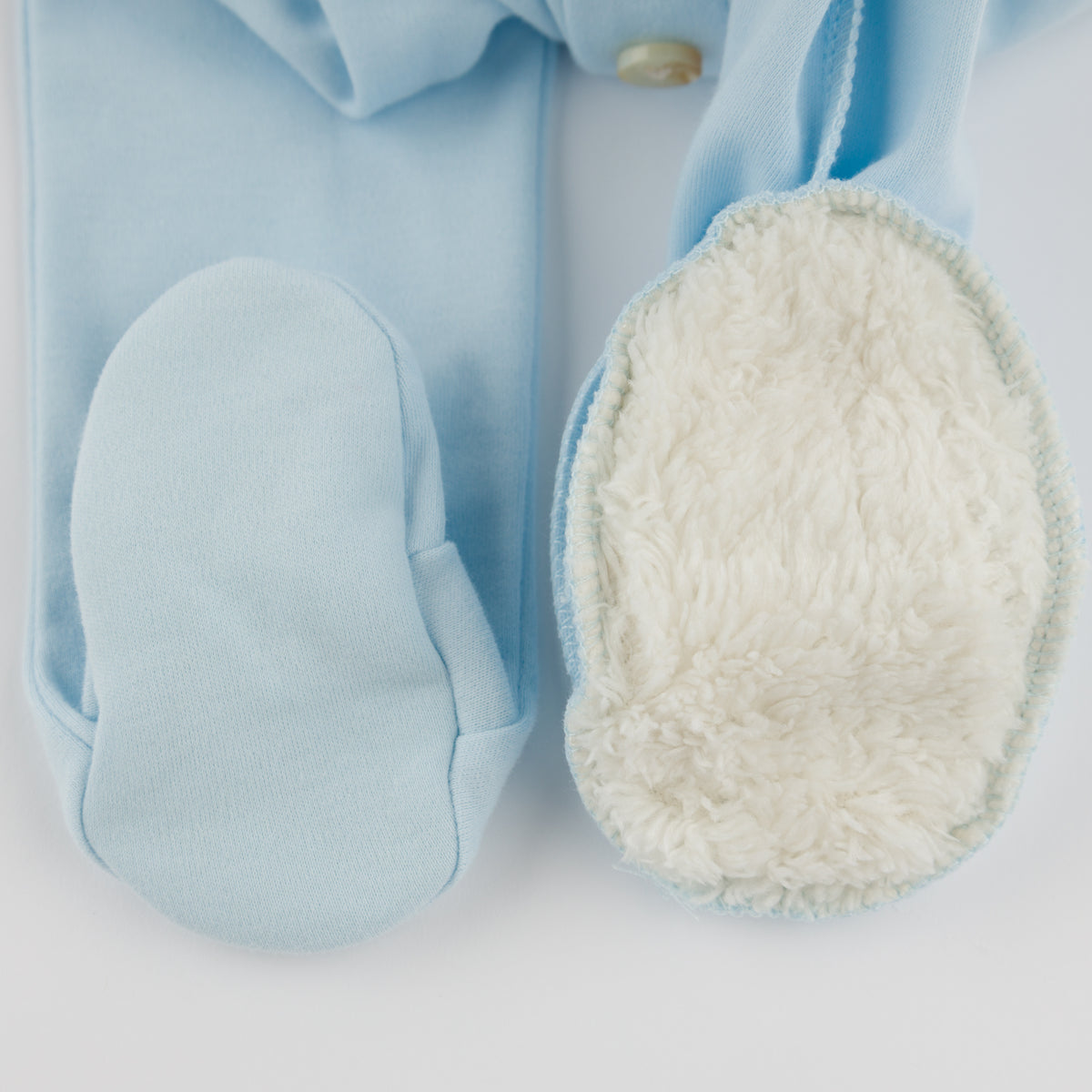 oh baby! Two Piece Footie Set - Polar Bear Applique - Sky Blue - Footie Lining