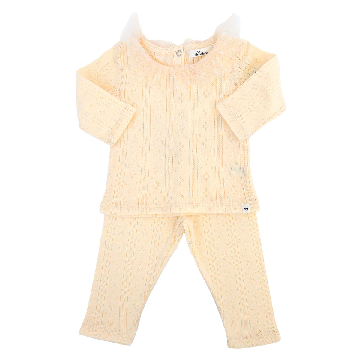 oh baby! Pointelle Dotted Mesh Collar Set Natural