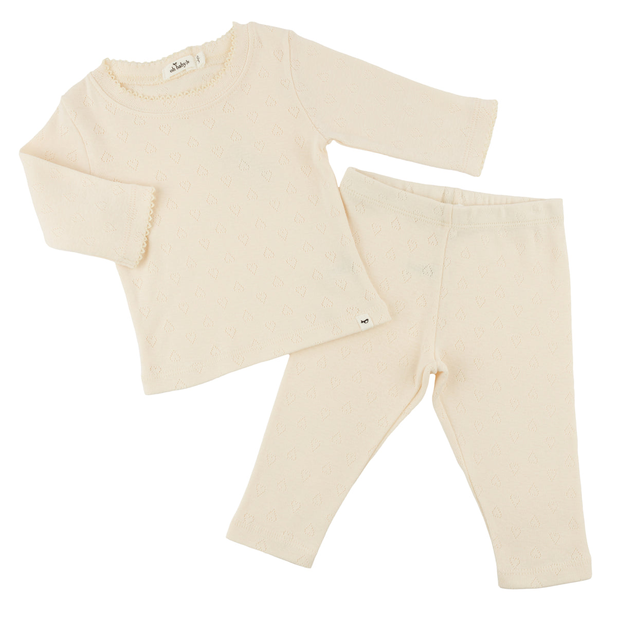 oh baby! Two Piece Set - Pointelle Hearts - Natural