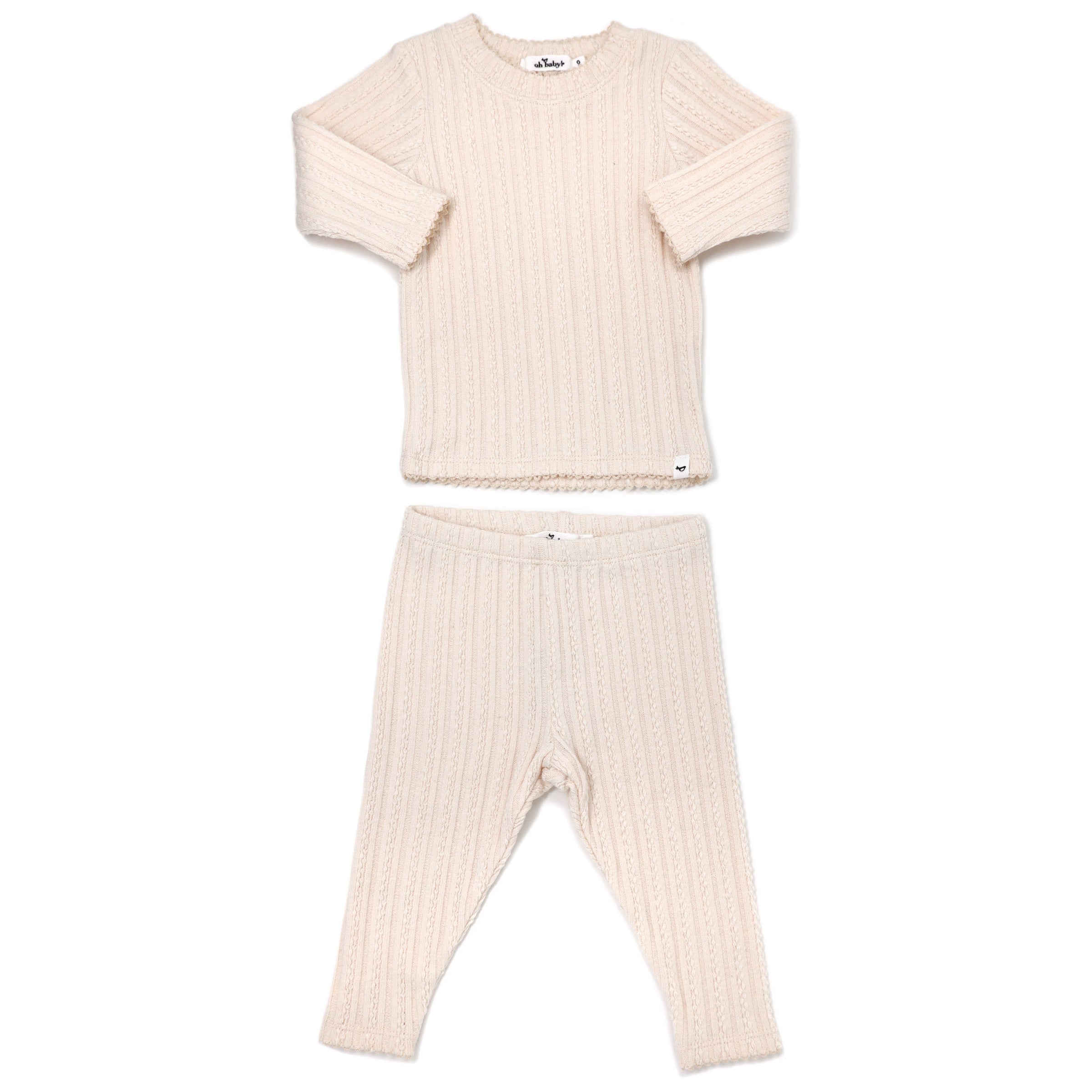 2-piece Toddler Girl Solid Color Cable Knit Sweater and Pants Set