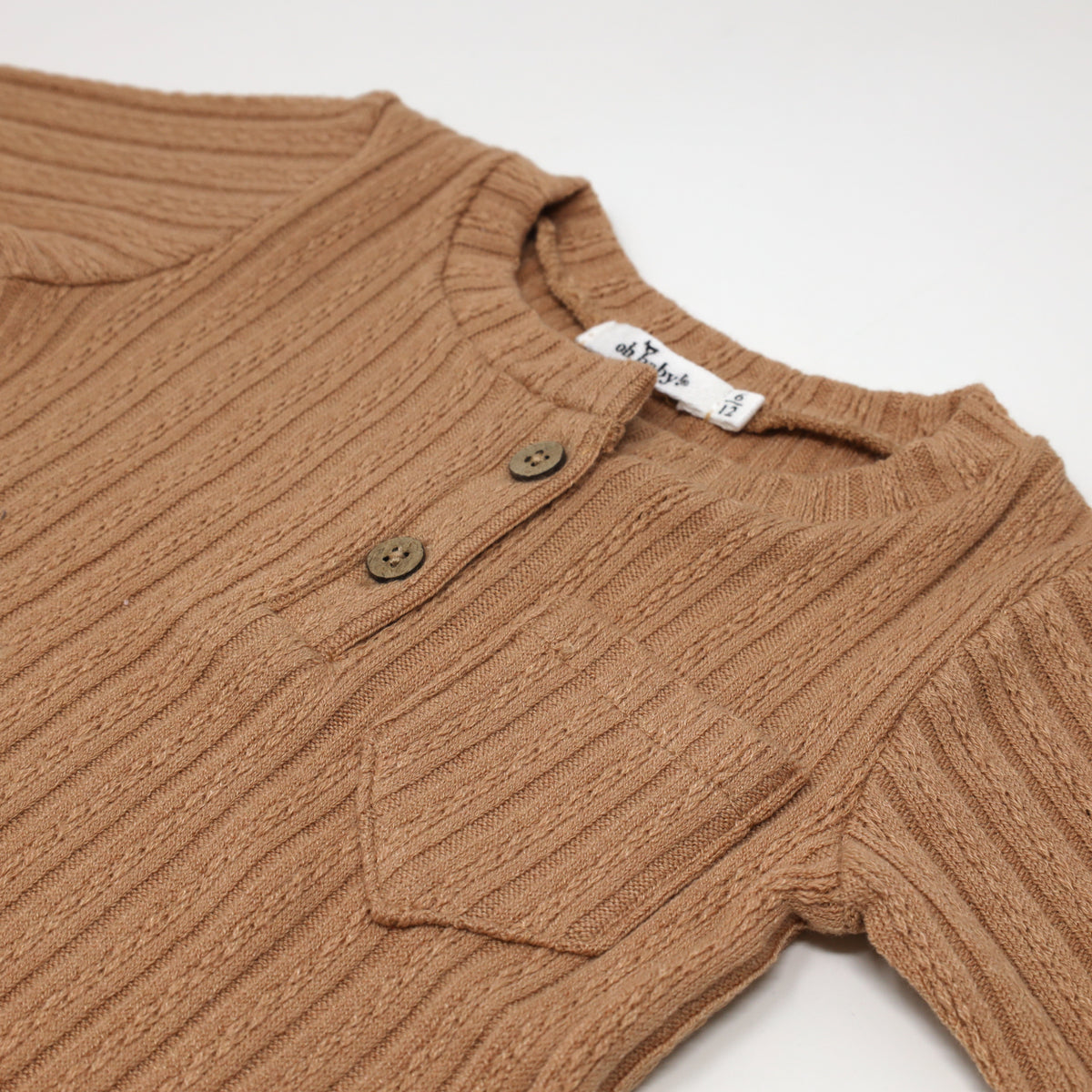 oh baby! Cable Pocket Henley Set - Latte