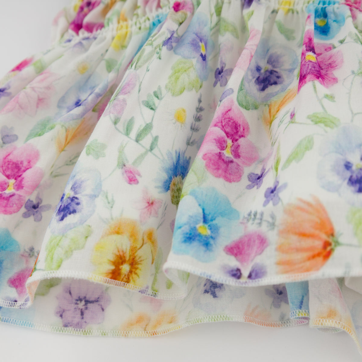 oh baby! Brandie Dress & Panty Set - Watercolor Wildflowers - Cream - Hem Details