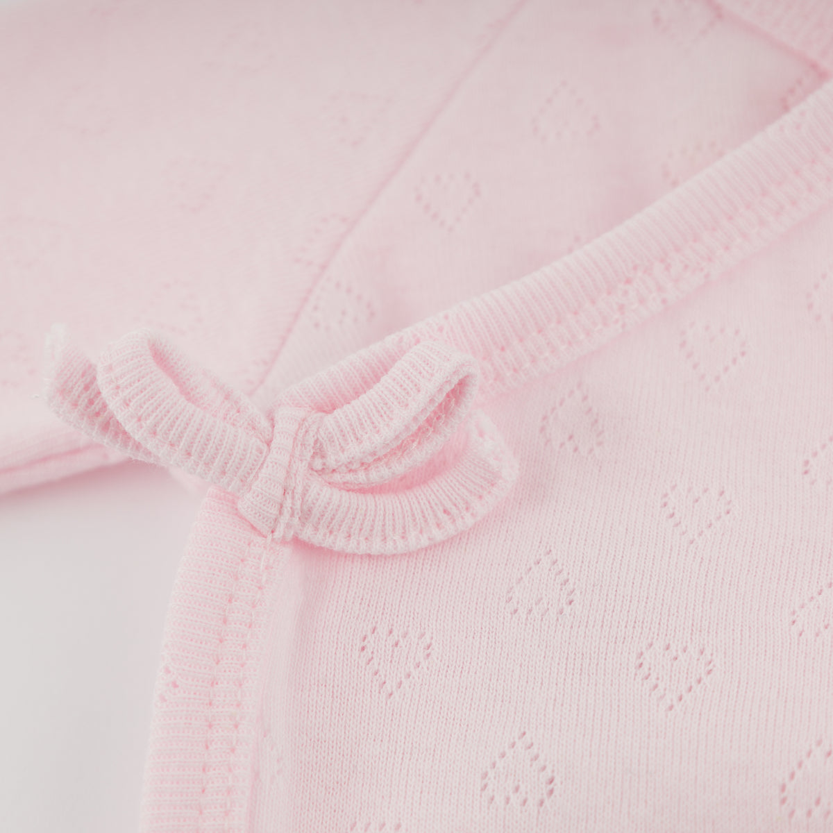 oh baby! Kimono Footie Set with Bow - Hearts Pointelle - Pale Pink - Tie