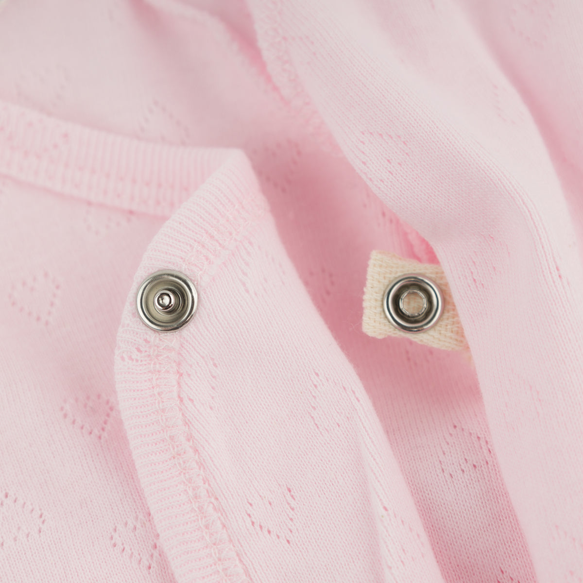 oh baby! Kimono Footie Set with Bow - Hearts Pointelle - Pale Pink - Inside Snap