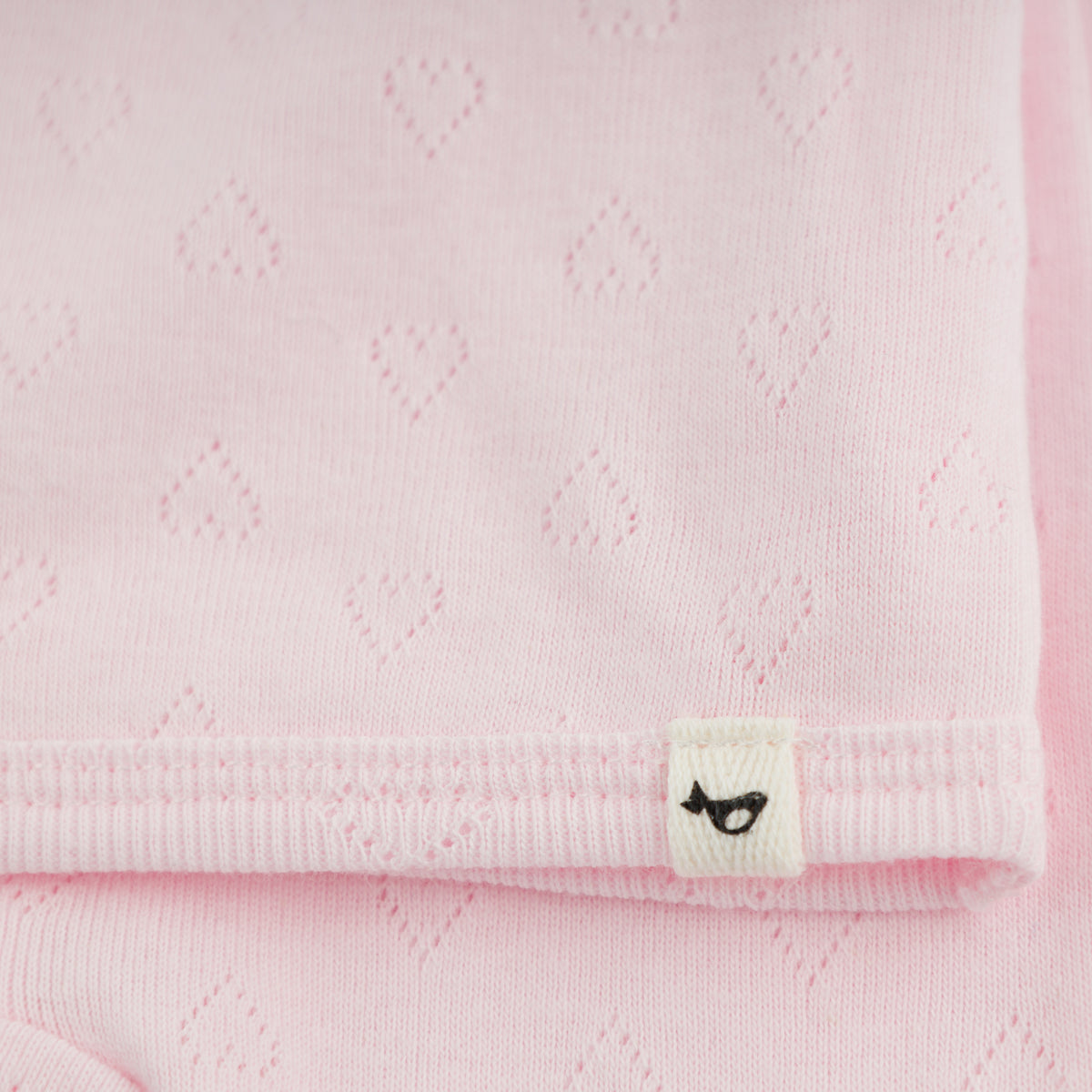 oh baby! Kimono Footie Set with Bow - Hearts Pointelle - Pale Pink - Close Up
