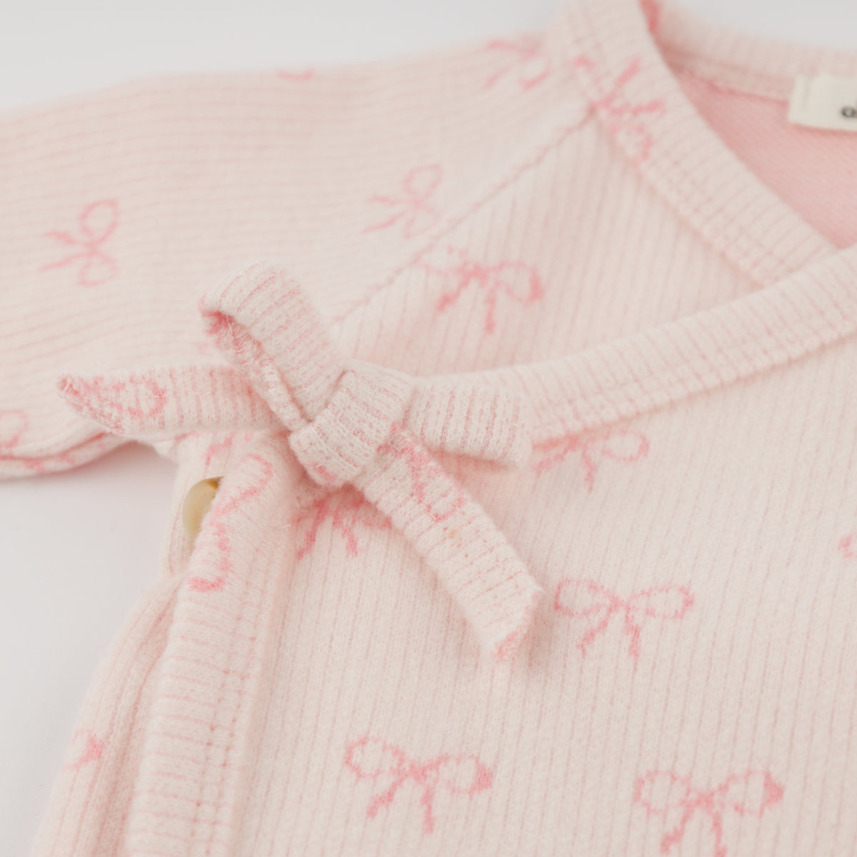 oh baby! Kimono Footie Set - Mini Bows - Pale Pink - Side Bow