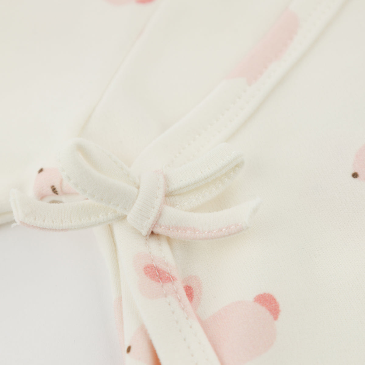 oh baby! Kimono Set - Pink Bunnies Print - Oyster - Tie