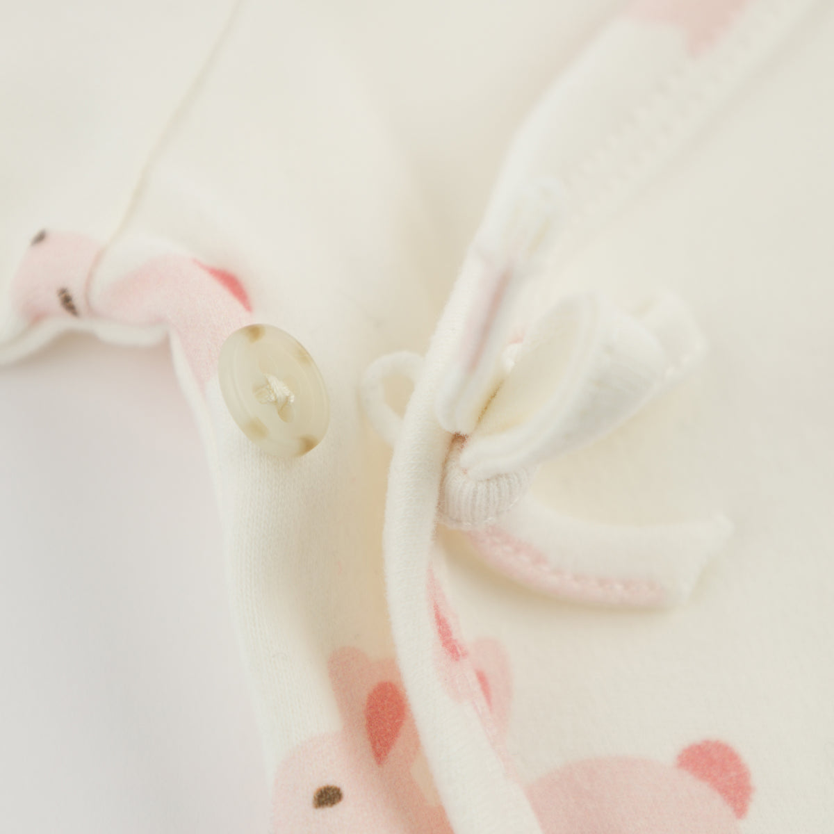 oh baby! Kimono Set - Pink Bunnies Print - Oyster - Button