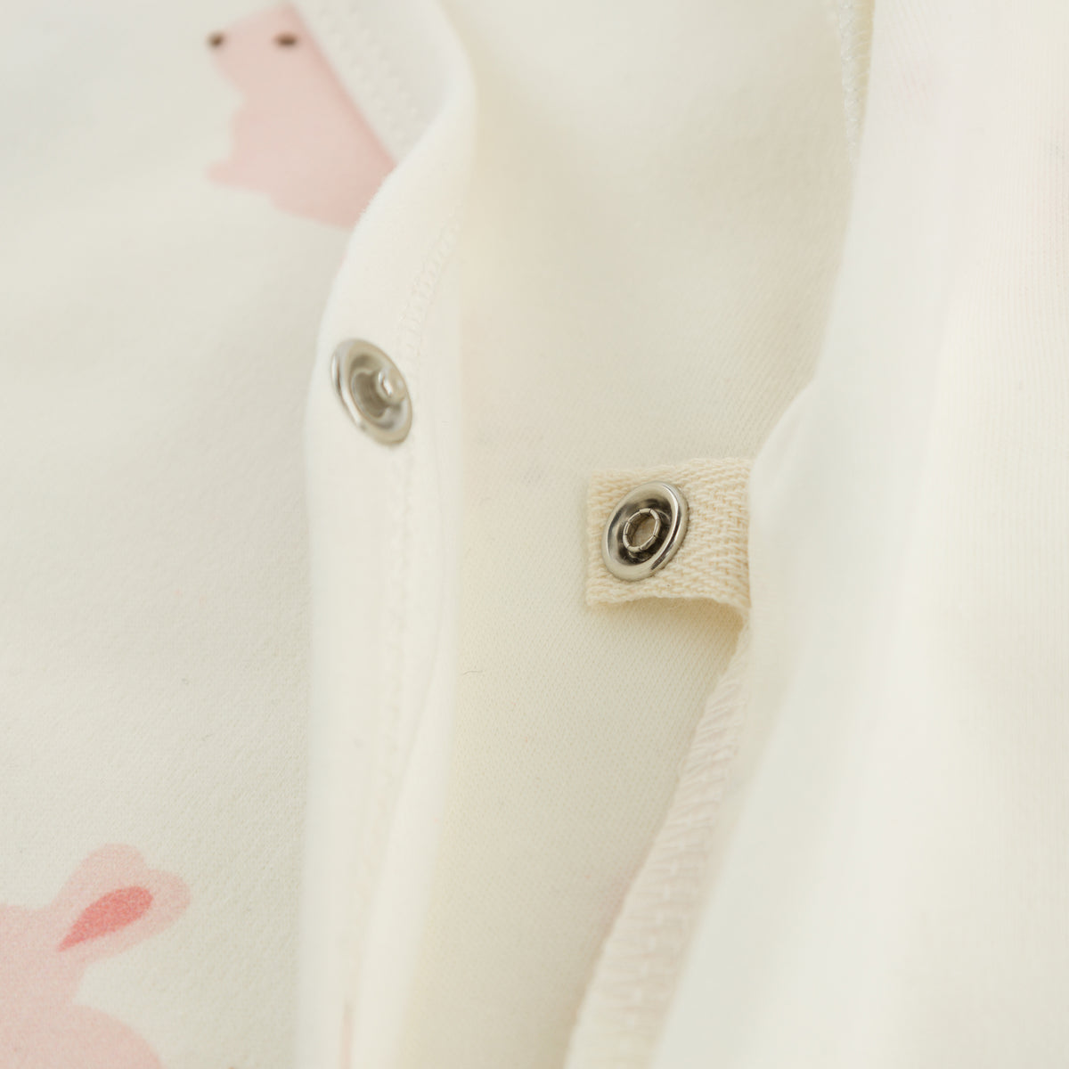 oh baby! Kimono Set - Pink Bunnies Print - Oyster - Snap
