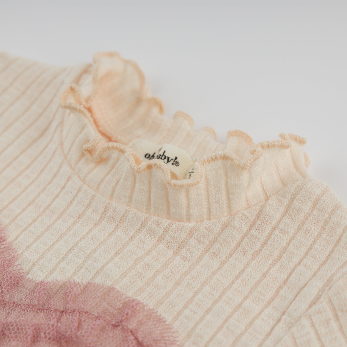 oh baby! Mock Neck Two Piece Set - Ruffle Heart Applique - Natural - Mock Neck