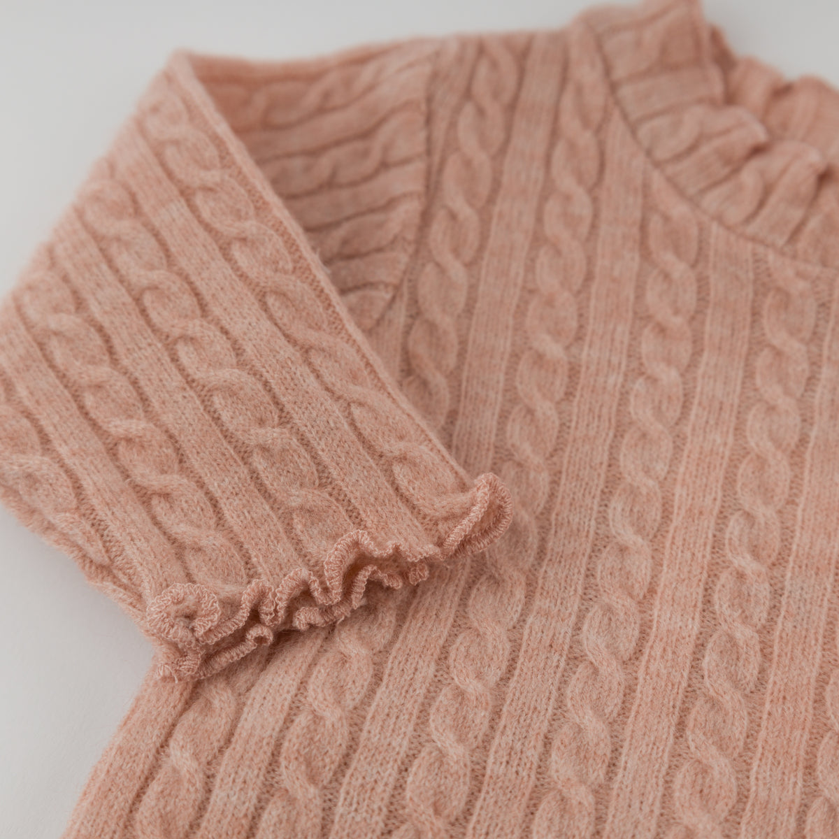 oh baby! Cable Knit Mock Neck Two Piece Set - Pale Pink - Sleeve