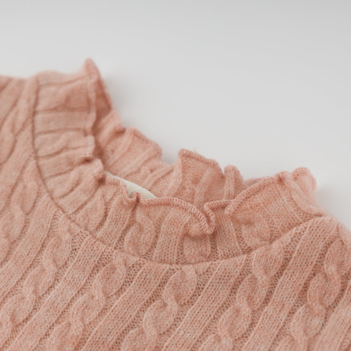 oh baby! Cable Knit Mock Neck Two Piece Set - Pale Pink - Neck