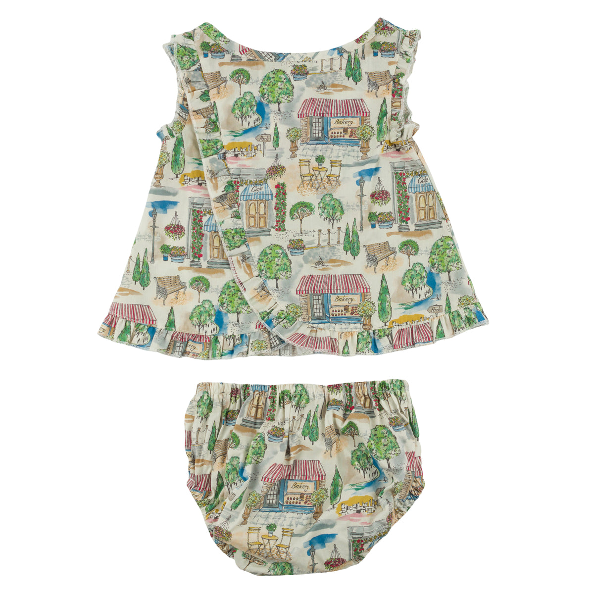 oh baby! Gracie Split Tank and Tushie Set - Bloomtown - Blue - Back