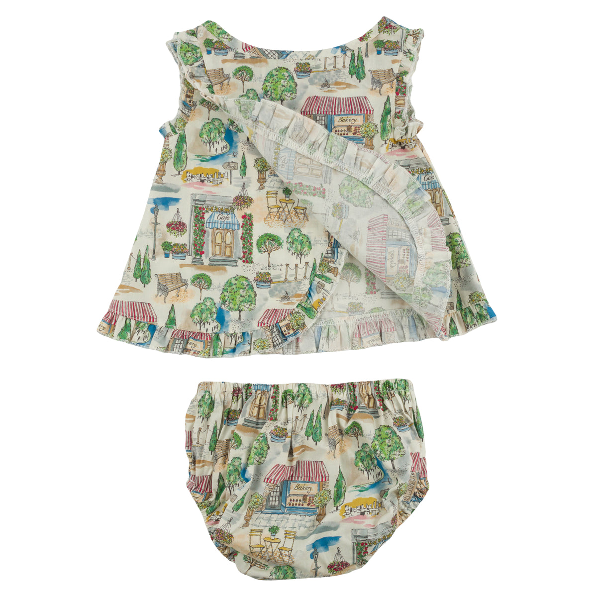 oh baby! Gracie Split Tank and Tushie Set - Bloomtown - Blue - Open Back