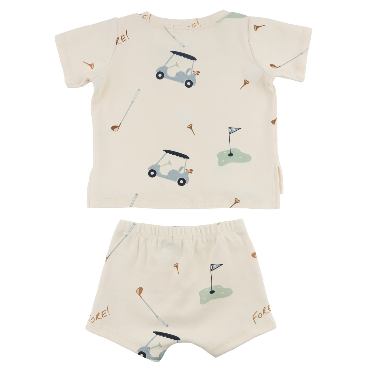 oh baby! Raw Edge Tee & Short Set - Golf - Natural - Back