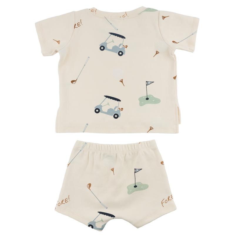 oh baby! Raw Edge Tee & Short Set - Golf - Natural - Back