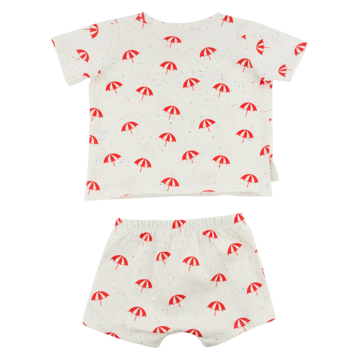 oh baby! Raw Edge Tee & Short Set - Umbrella Print - Confetti Oyster - Back