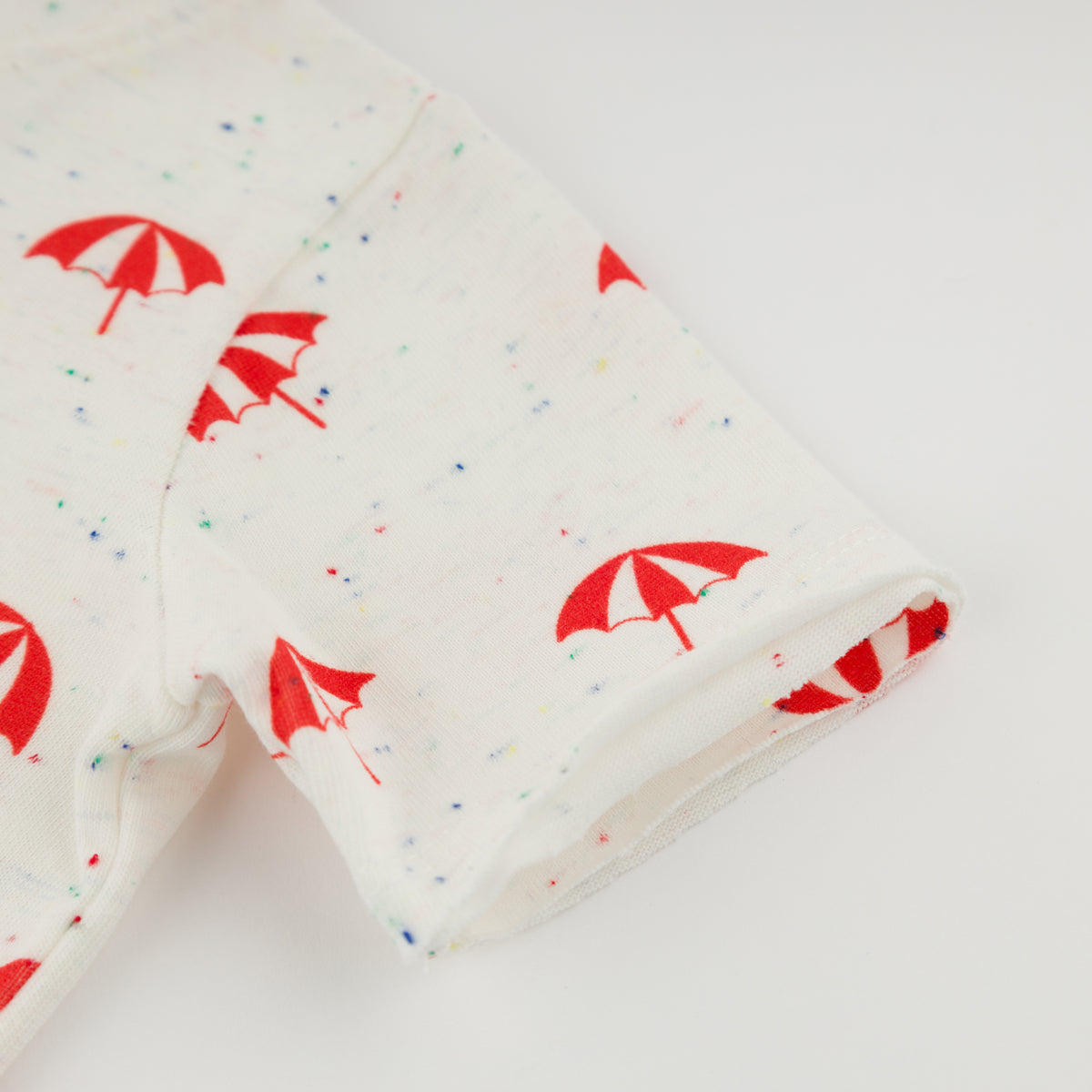 oh baby! Raw Edge Tee & Short Set - Umbrella Print - Confetti Oyster - Sleeve