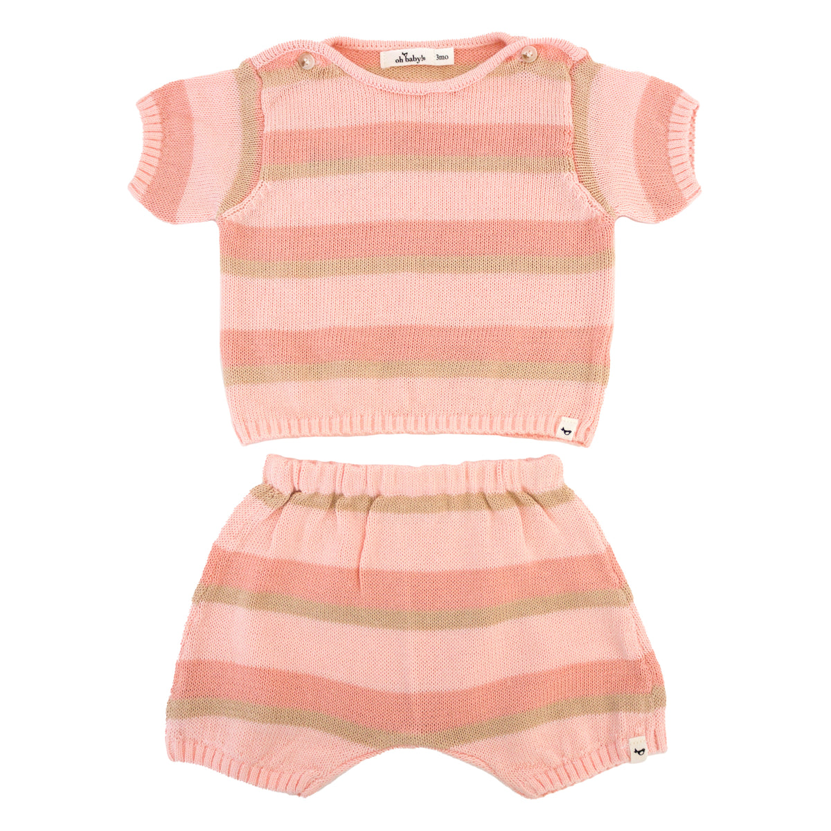 oh baby! Country Club Knitted Short Set - Apricot Stripe