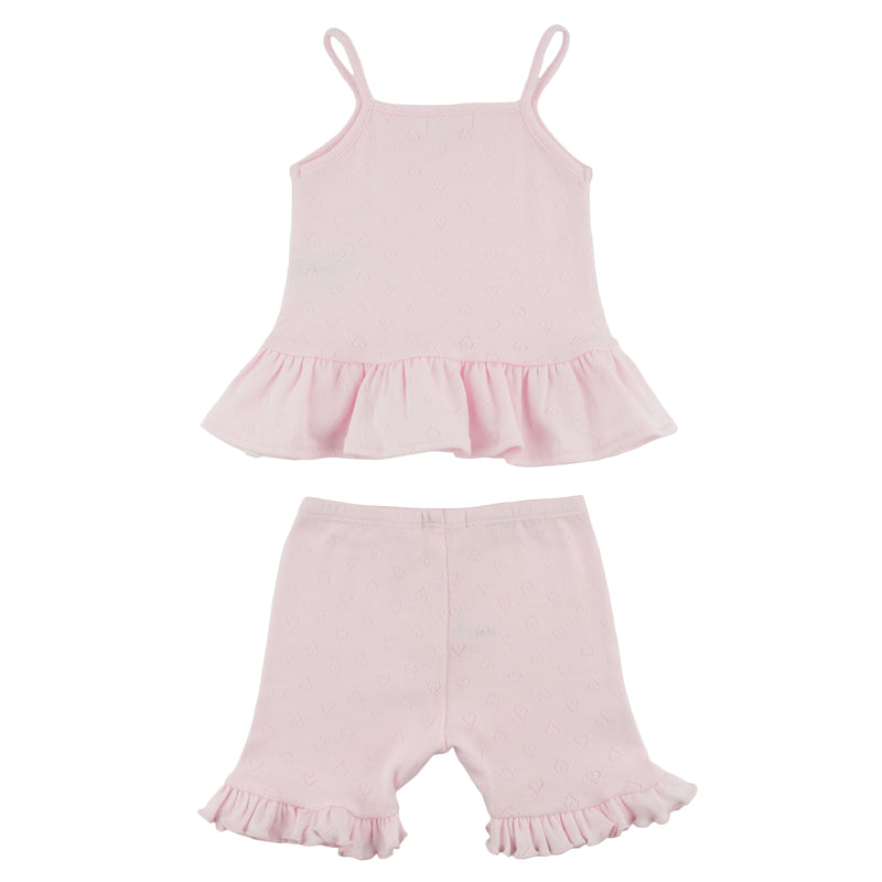 oh baby! Capri Tank Top and Shorts Set - Hearts Pointelle - Pale Pink - Back