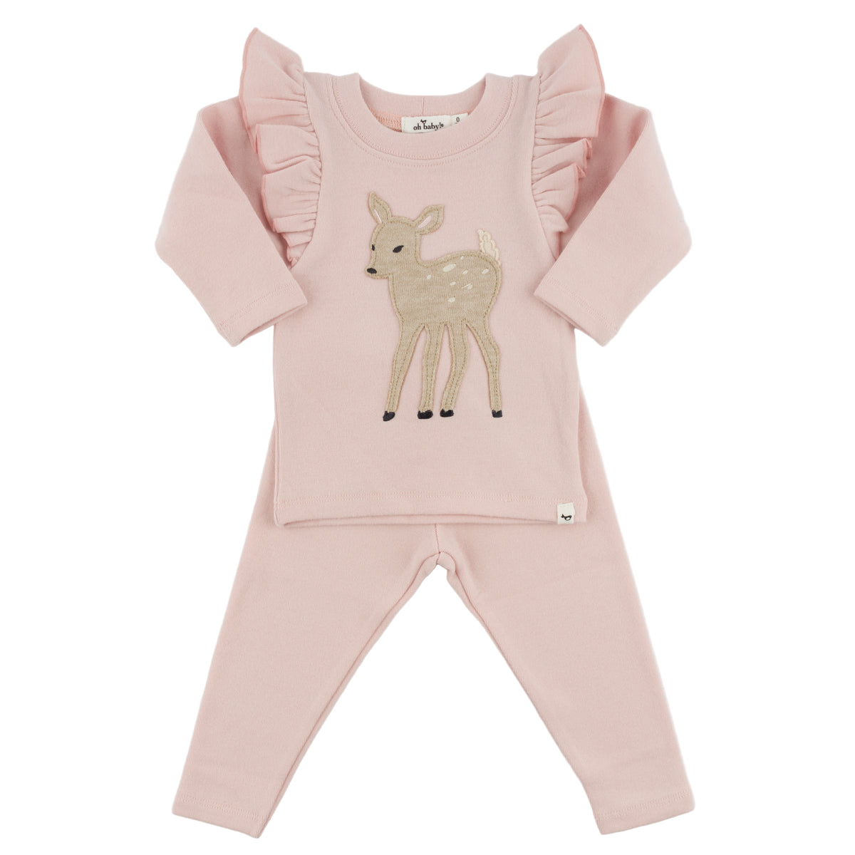 oh baby! Millie Two Piece Set - Deer Baby - Dusty Pink