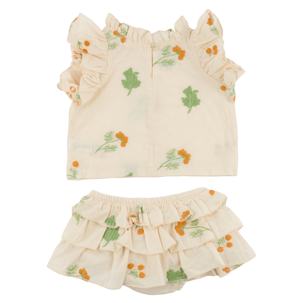 oh baby! Lola Top & Tushie Set - Sunflower Bloom Flower Print - Cream - back