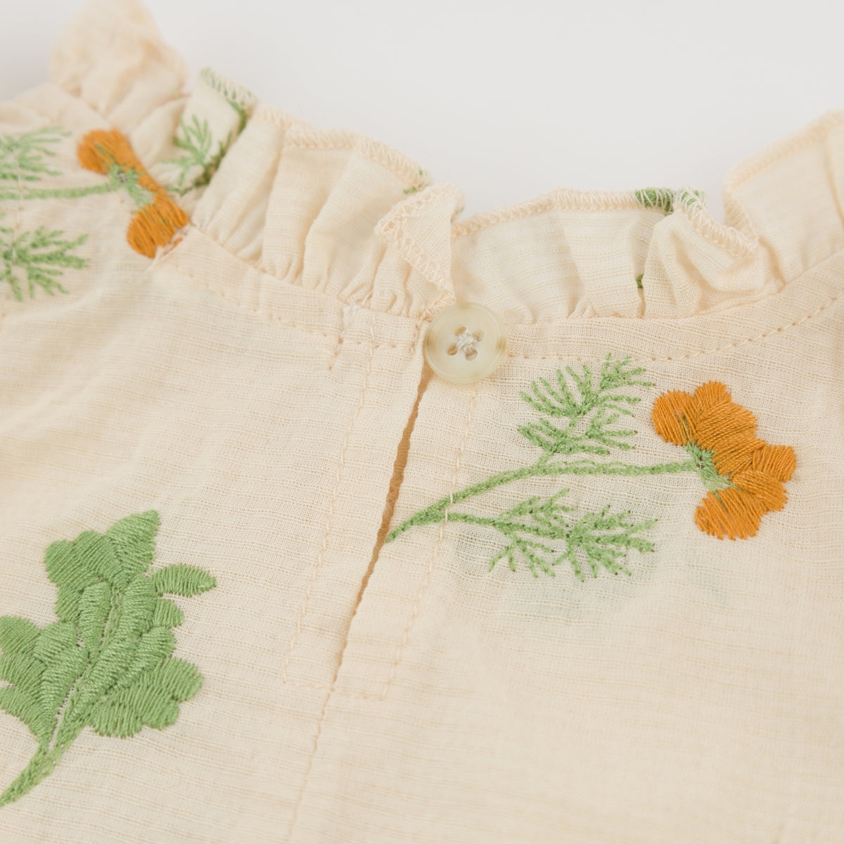 oh baby! Lola Top & Tushie Set - Sunflower Bloom Flower Print - Cream - back Button