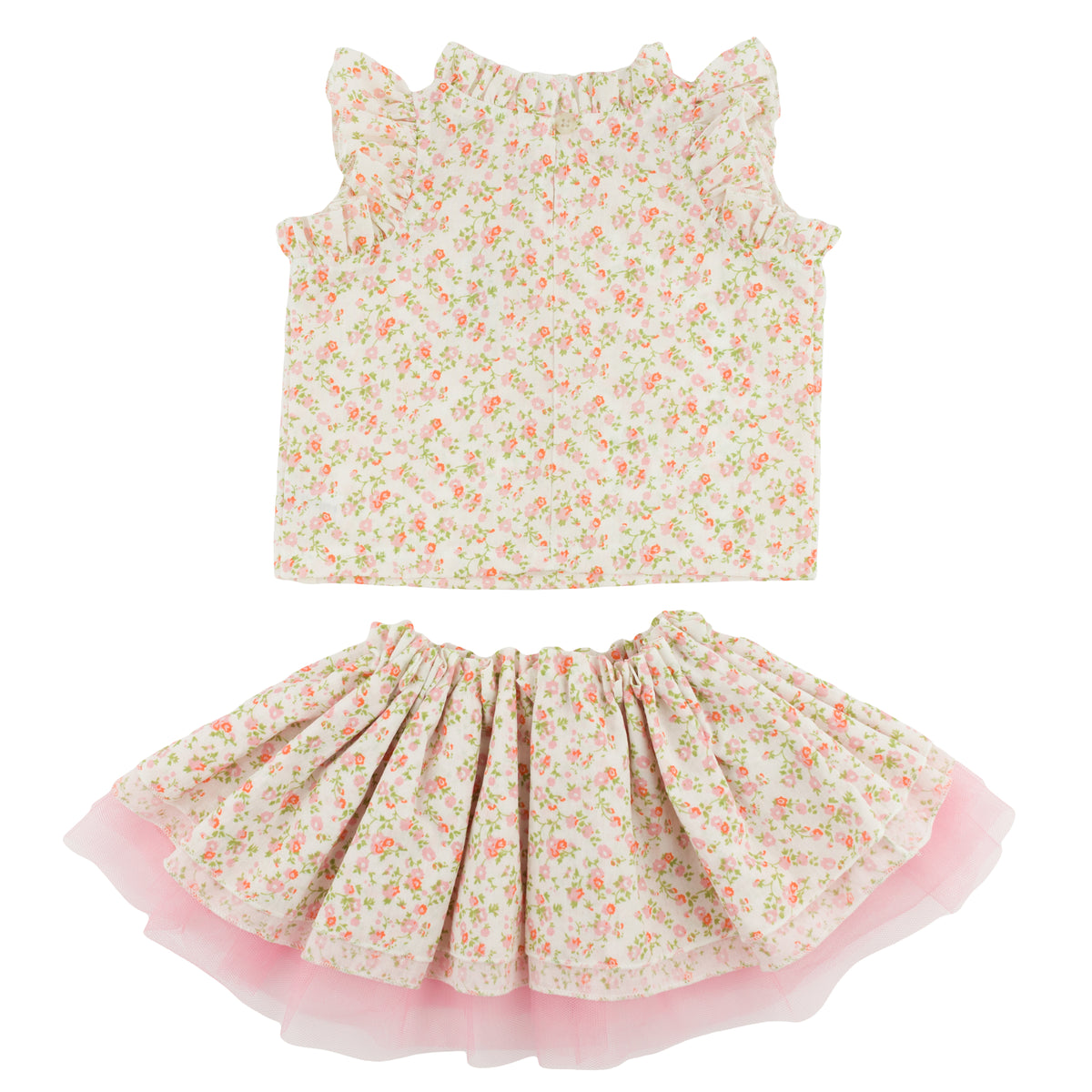 oh baby! Lola Top & Tutu Skirt Set - Poppy Sprig - Blush - back