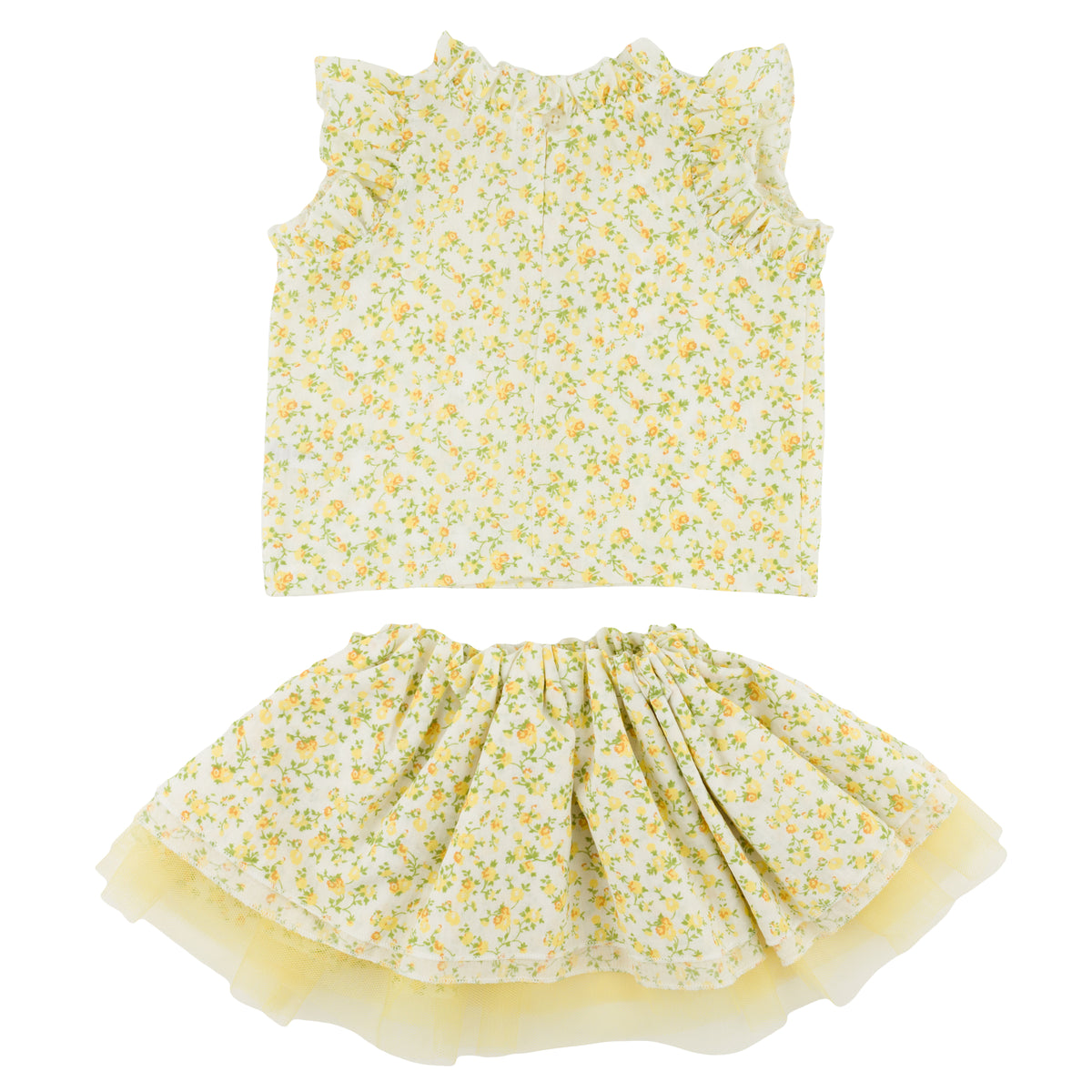oh baby! Lola Top & Tutu Skirt Set - Poppy Sprig - Lemon - back