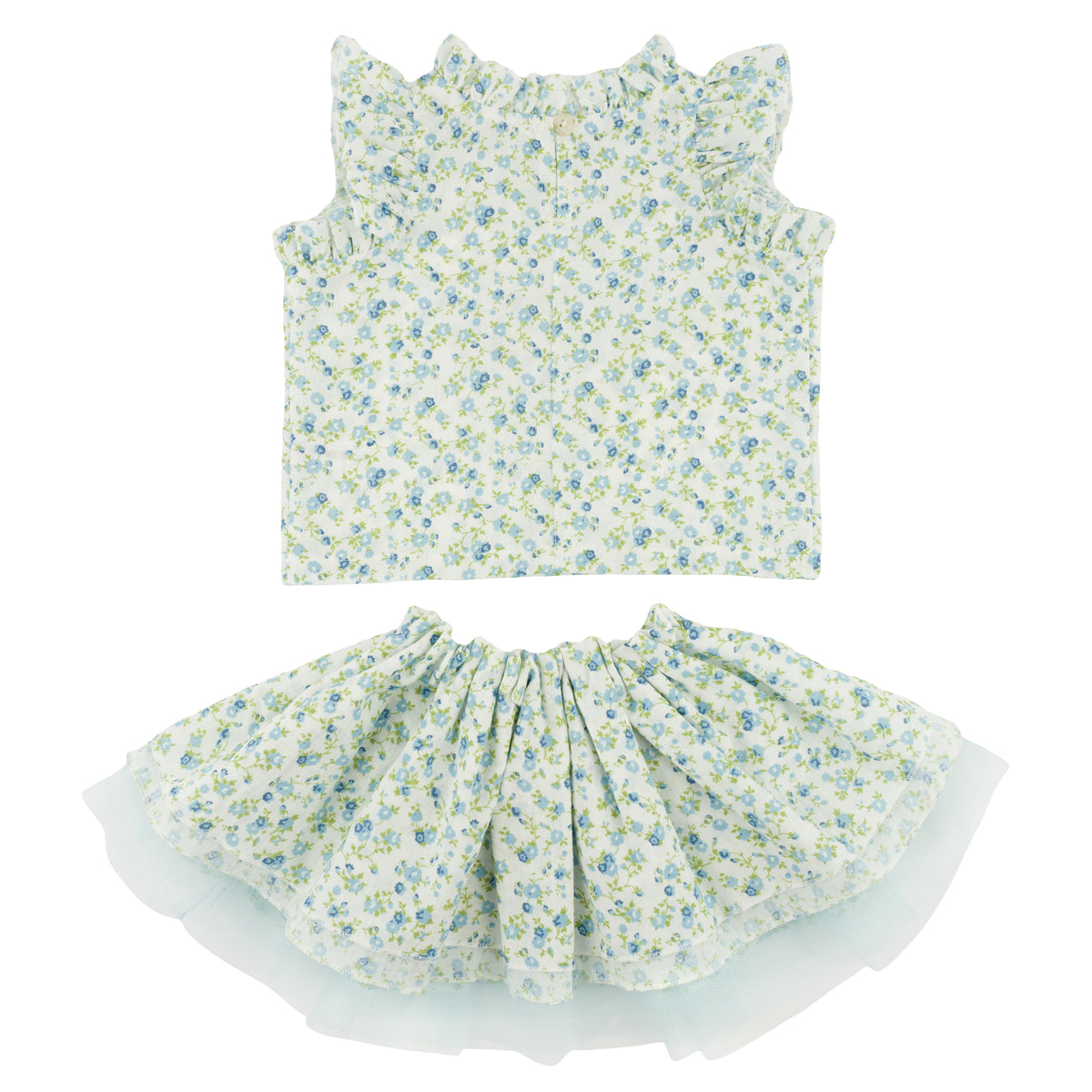 oh baby! Lola Top & Tutu Skirt Set - Poppy Sprig - Sky Blue - back
