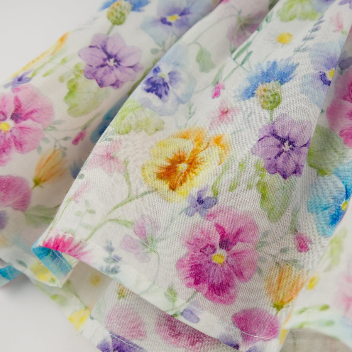 oh baby! Charlotte Dress & Panty Set - Watercolor Wildflowers - Cream - Hem Details