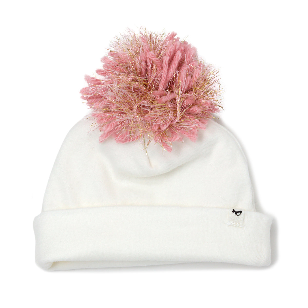 Pink Pom Hats For Baby Personalised Baby Hat White With Pink Pom