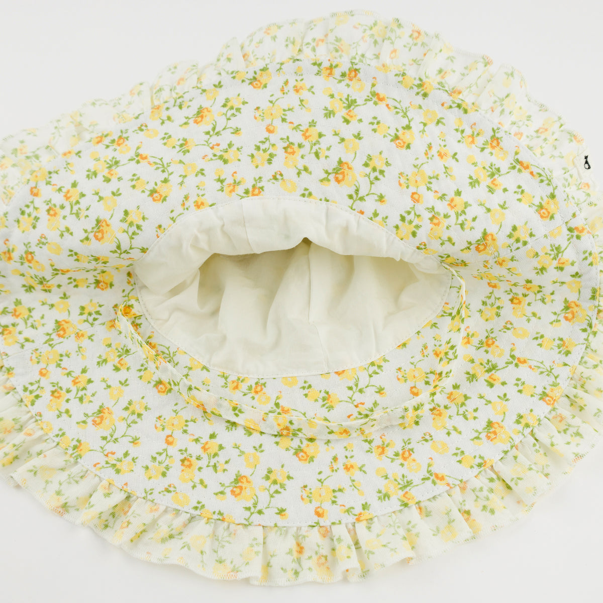 oh baby! Ruffle Sunhat - Poppy Sprig - Lemon - Close Up