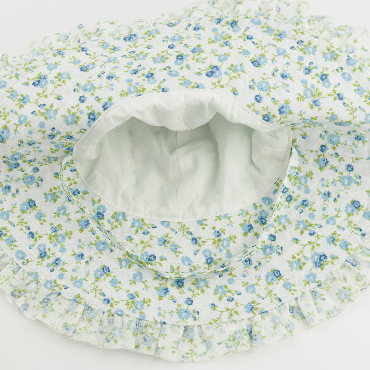 oh baby! Ruffle Sunhat - Poppy Sprig - Sky Blue - Close Up