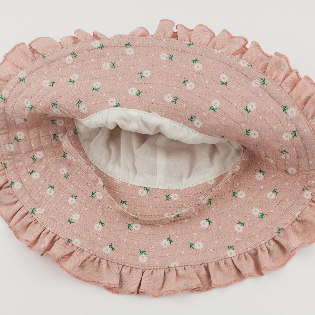 oh baby! Ruffle Sunhat - Sunburst Flower Print - Blush - Straps