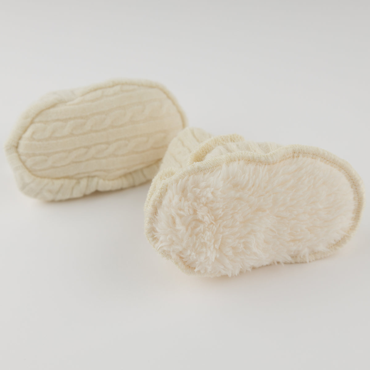 oh baby! Cable Knit Booties - Natural - Lining