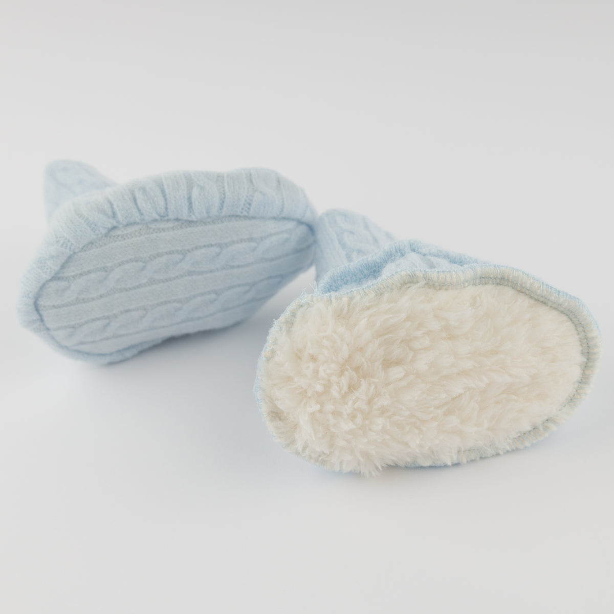 oh baby! Cable Knit Booties - Sky Blue - Lining