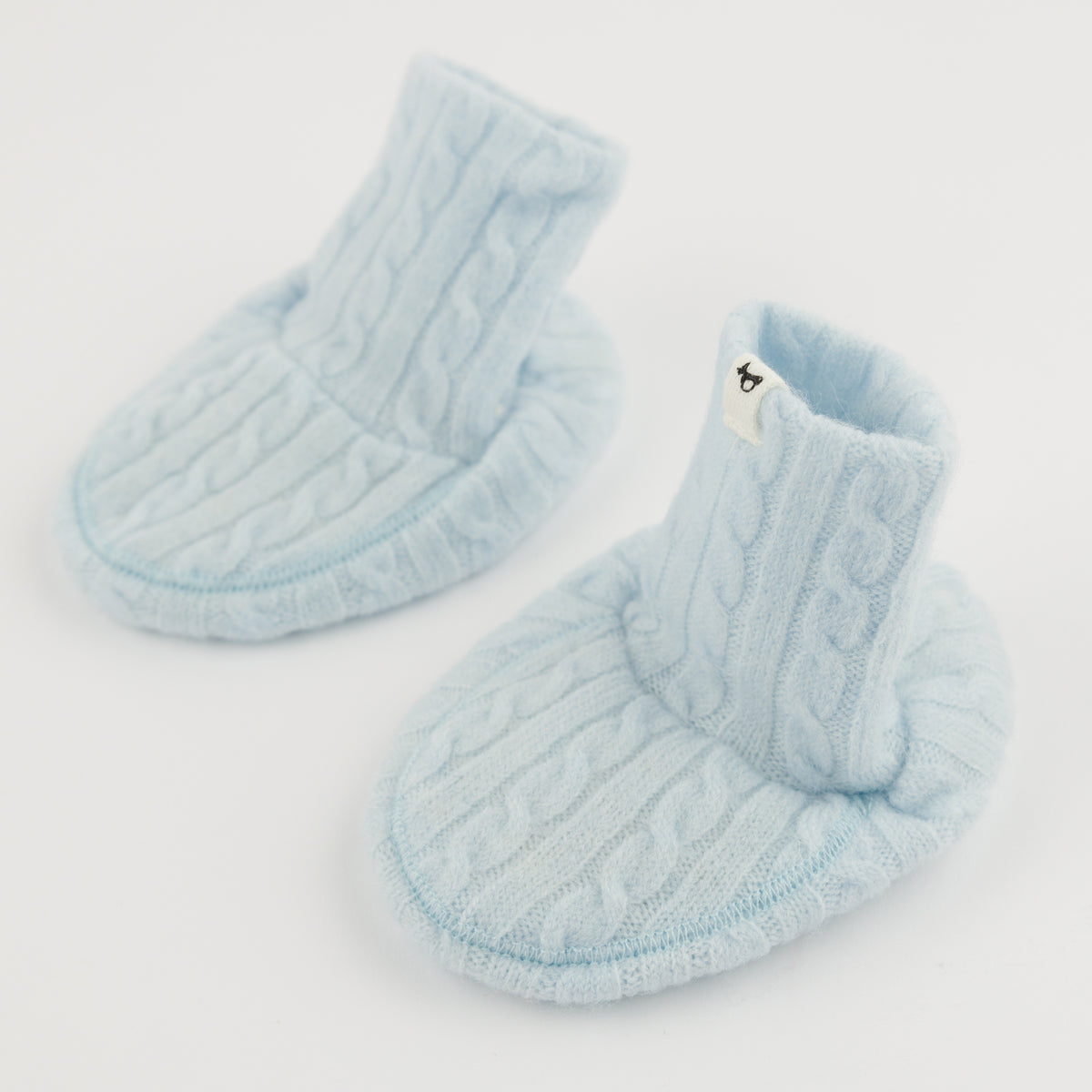 oh baby! Cable Knit Booties - Sky Blue