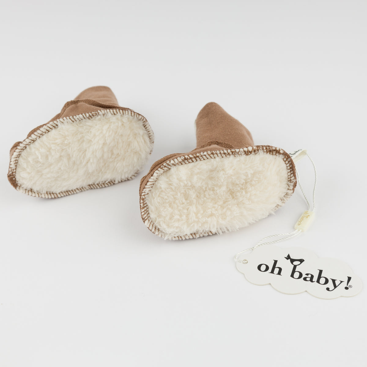 oh baby! Cotton Baby Rib Snowdrift Booties - Chocolate