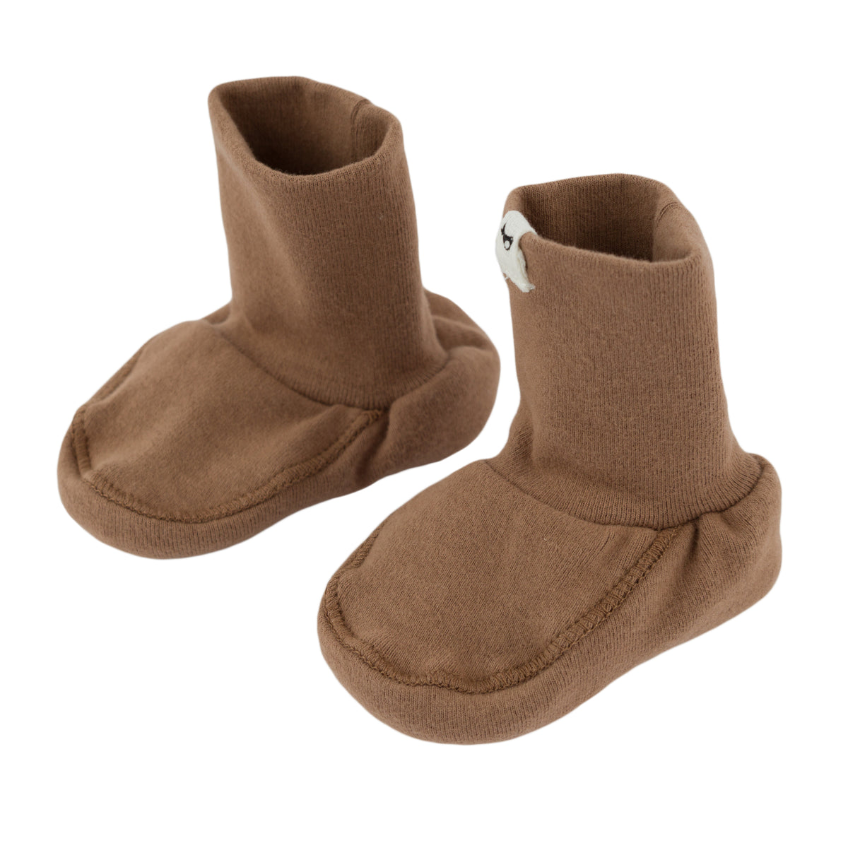 oh baby! Cotton Baby Rib Snowdrift Booties - Chocolate