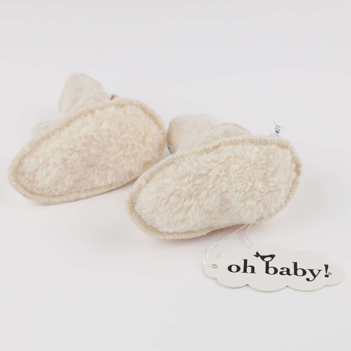 oh baby! Cotton Baby Rib Snowdrift Booties - Natural