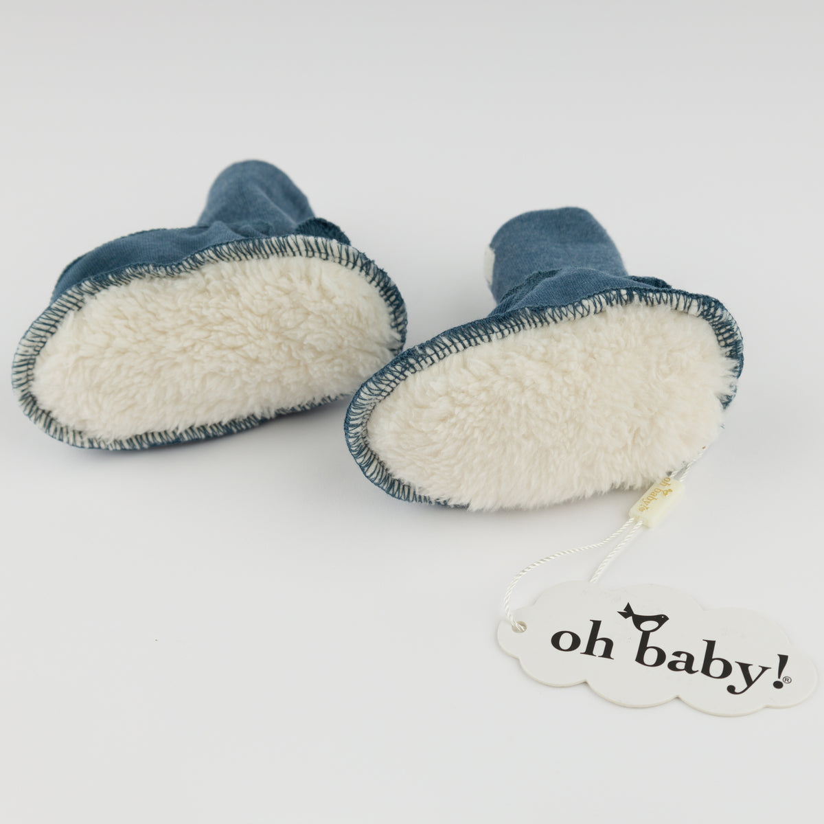 oh baby! Cotton Baby Rib Snowdrift Booties - Ocean